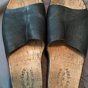 Kork-Ease Black Leather Sandals
